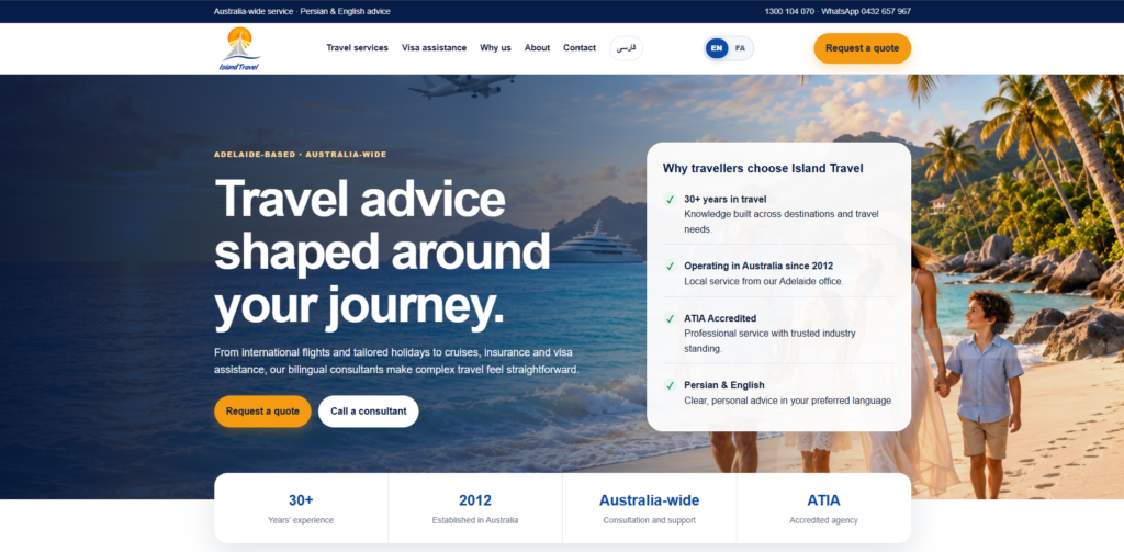 Island Travel English-language homepage