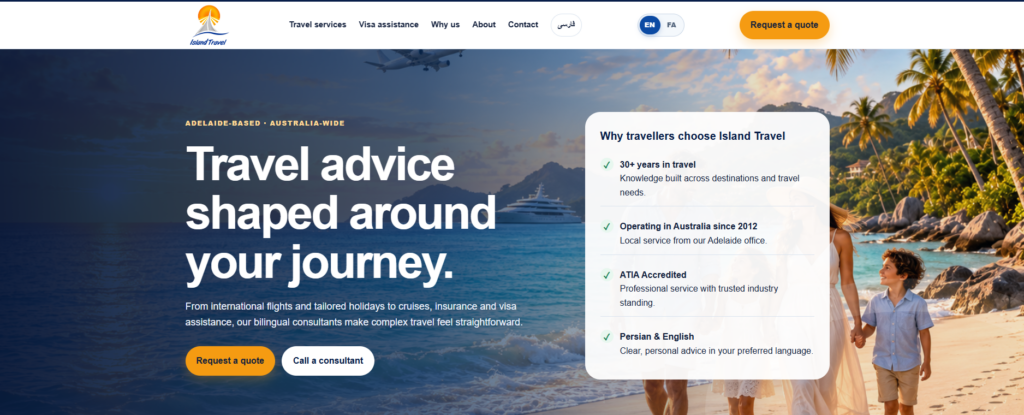 Island Travel English-language homepage